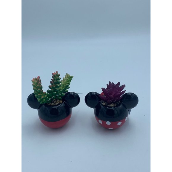 Disney Mickey and Minnie Mouse mini planters with Faux Succulents - Picture 2 of 10